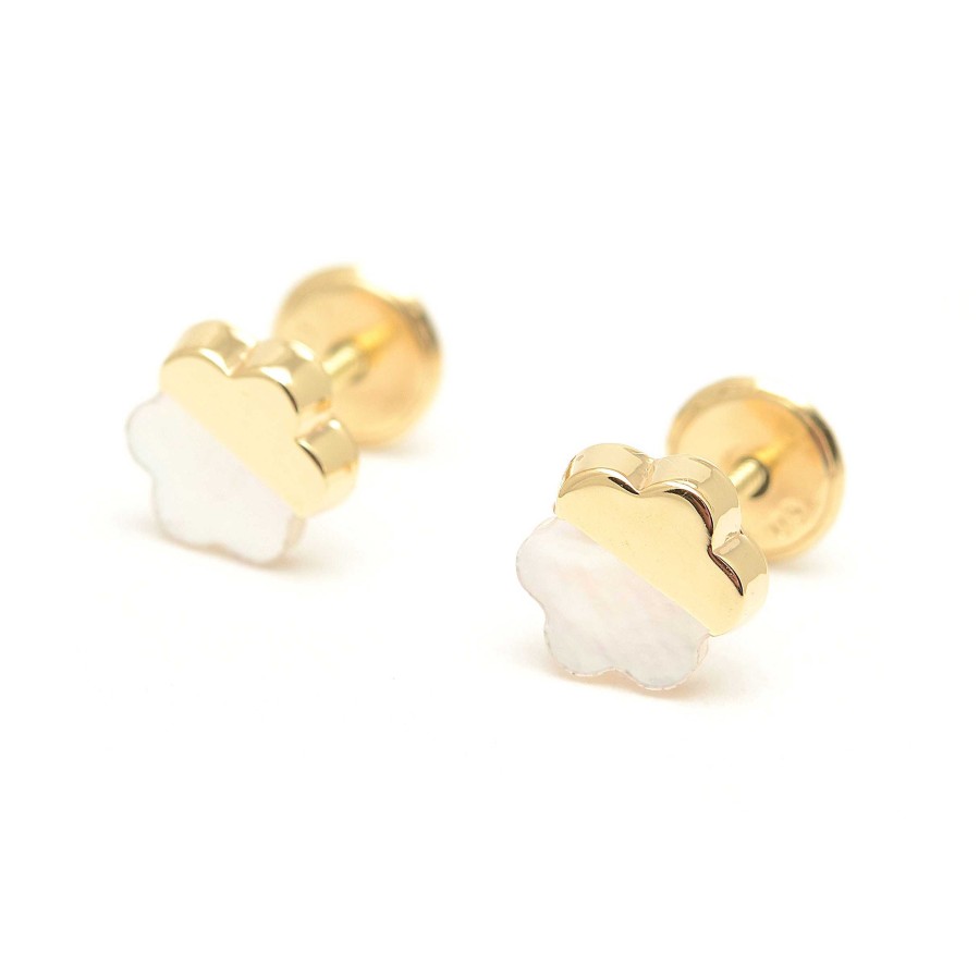 Beb Joyeria Antonio Cumplido | Pendientes Oro Beb Flor N Car Blanco