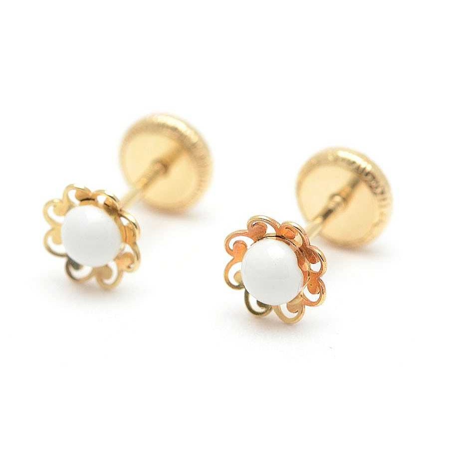 Beb Joyeria Antonio Cumplido | Pendientes Oro Flor Blanca