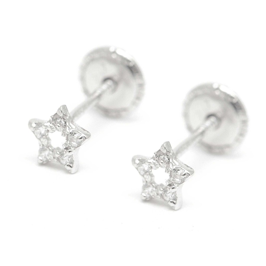 Beb Joyeria Antonio Cumplido | Pendientes Oro Blanco Estrella Circonitas