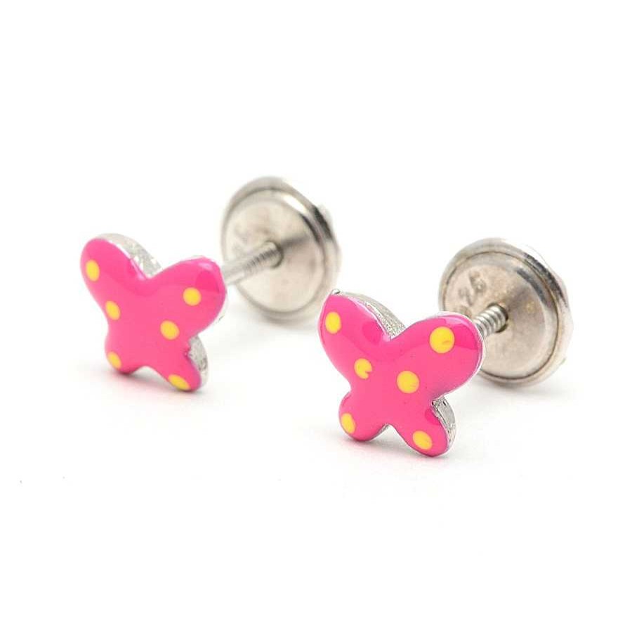 Beb Joyeria Antonio Cumplido | Pendientes Plata Mariposa Fucsia