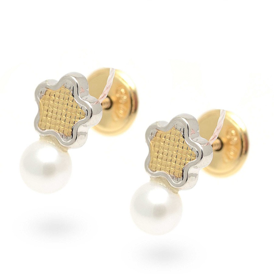 Beb Joyeria Antonio Cumplido | Pendientes Oro Flor Perla