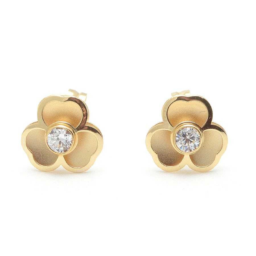 Beb Joyeria Antonio Cumplido | Pendientes Oro Flor Tr Bol Circonita