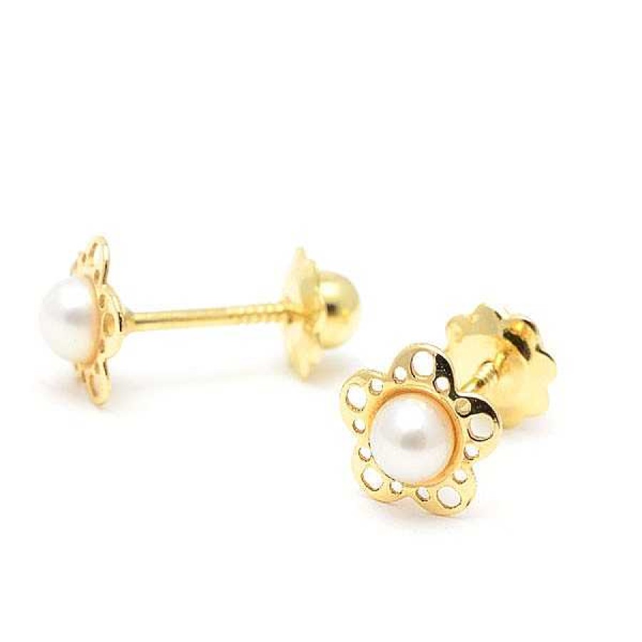 Beb Joyeria Antonio Cumplido | Pendientes Oro Flor Perla