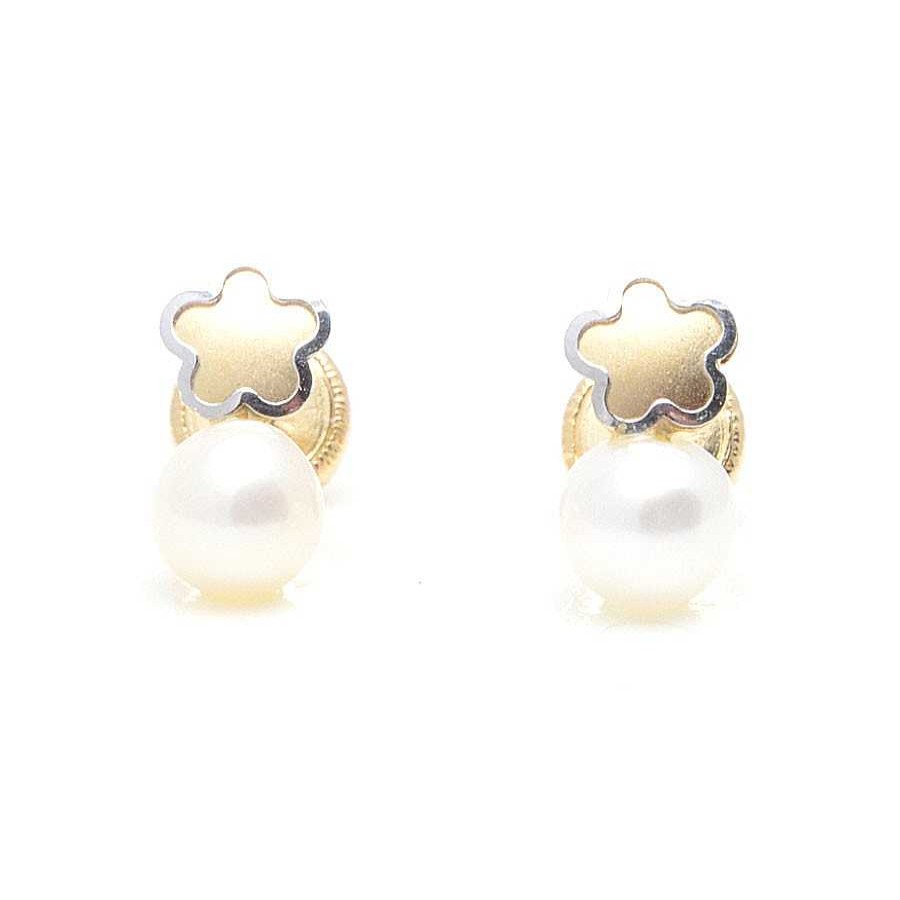 Beb Joyeria Antonio Cumplido | Pendientes Oro Perla Flor