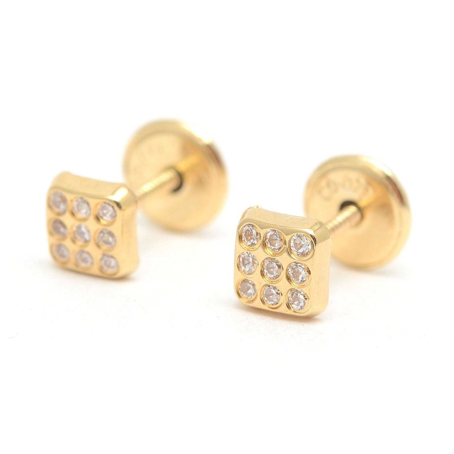 Beb Joyeria Antonio Cumplido | Pendientes Oro Beb Cuadrado Circonitas