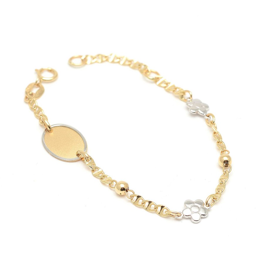 Beb Joyeria Antonio Cumplido | Pulsera Oro Beb Placa Nombre Flores