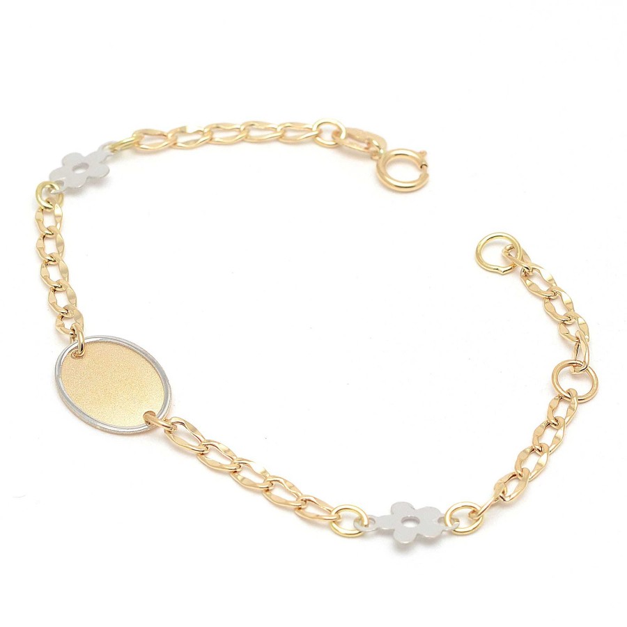 Beb Joyeria Antonio Cumplido | Pulsera Oro Beb Placa Nombre Flores