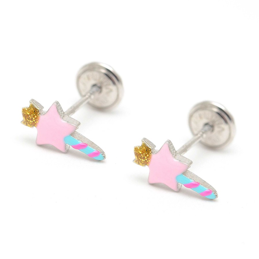 Beb Joyeria Antonio Cumplido | Pendientes Plata Varita M Gica Rosa