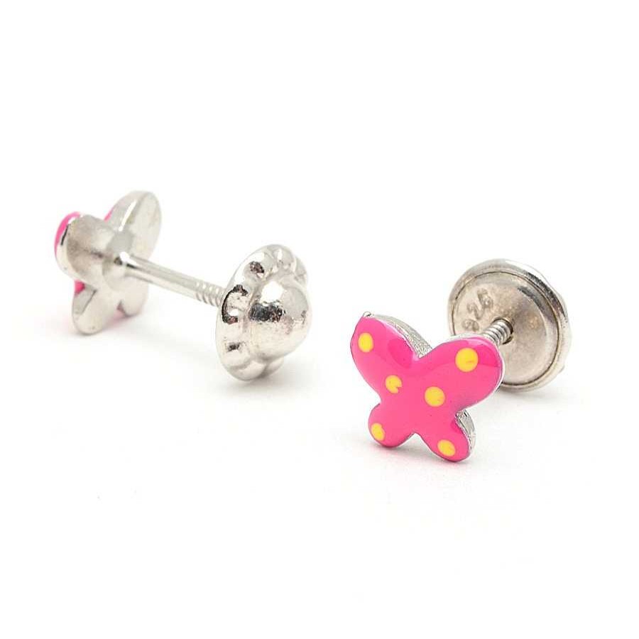 Beb Joyeria Antonio Cumplido | Pendientes Plata Mariposa Fucsia