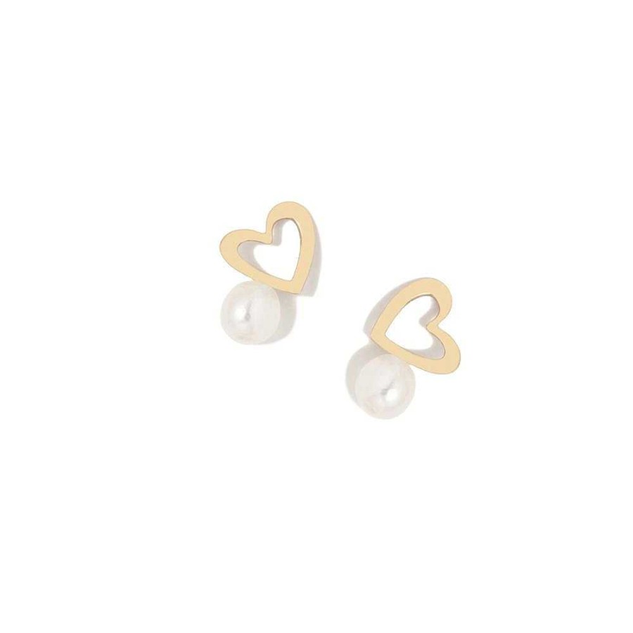 Beb Joyeria Antonio Cumplido | Pendientes Oro Beb Agatha Coraz N Perla