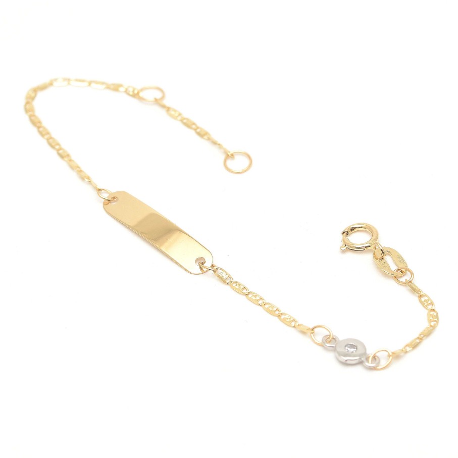 Beb Joyeria Antonio Cumplido | Pulsera Oro Beb Placa Chat N Circonita