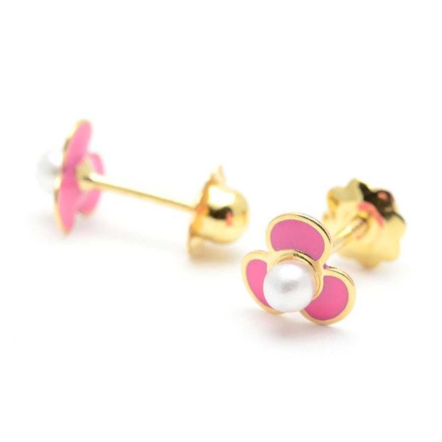 Beb Joyeria Antonio Cumplido | Pendientes Oro Perla Flor Rosa