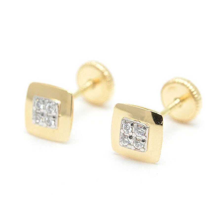 Beb Joyeria Antonio Cumplido | Pendientes Oro Cuadrado Circonitas