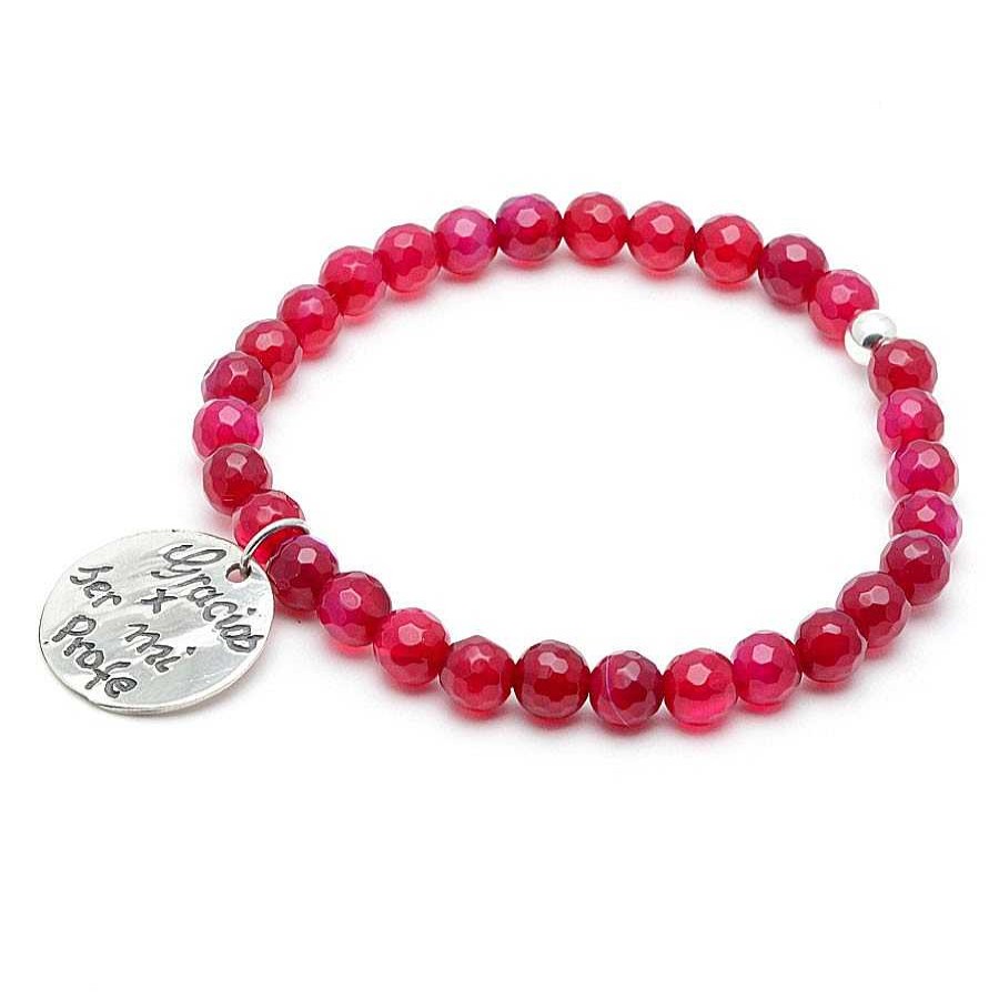 Pulseras Joyeria Antonio Cumplido | Pulsera Plata "Profe" Fucsia