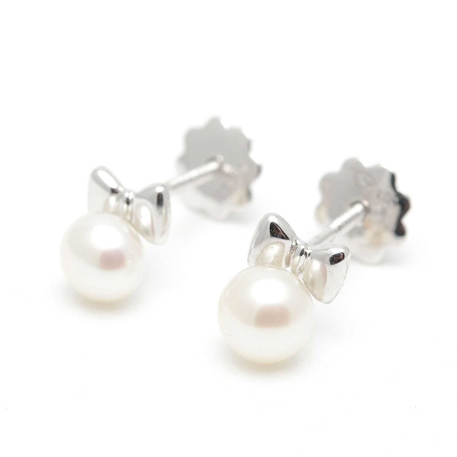 Beb Joyeria Antonio Cumplido | Pendientes Oro Blanco Beb Pajarita Perla