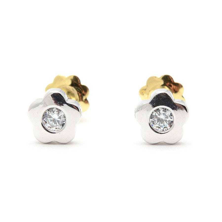 Beb Joyeria Antonio Cumplido | Pendientes Oro Flor Circonita