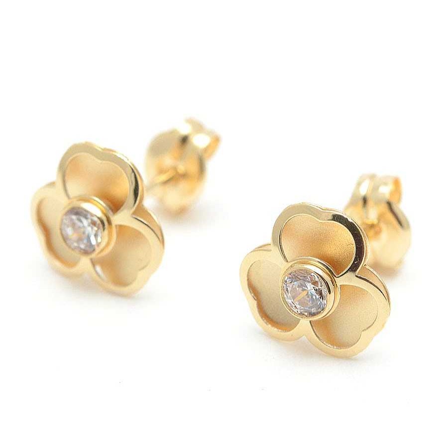 Beb Joyeria Antonio Cumplido | Pendientes Oro Flor Tr Bol Circonita