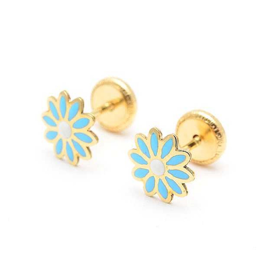 Beb Joyeria Antonio Cumplido | Pendientes Oro Flor Azul