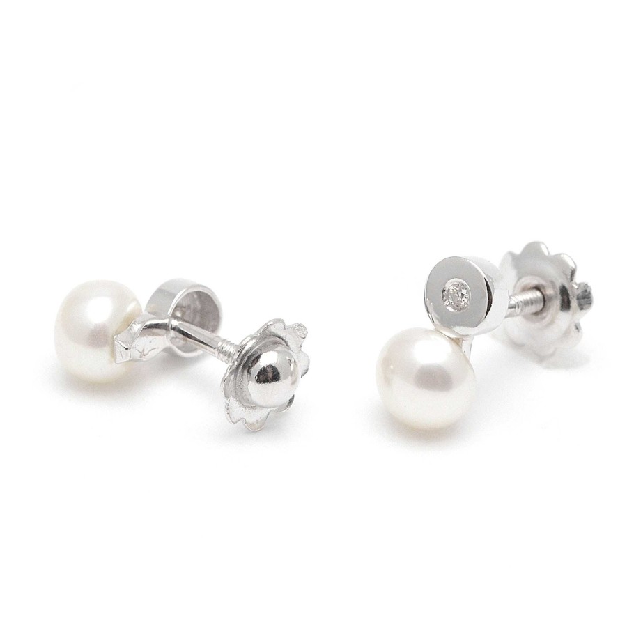 Beb Joyeria Antonio Cumplido | Pendientes Oro Blanco Diamantes Perlas C Rculos