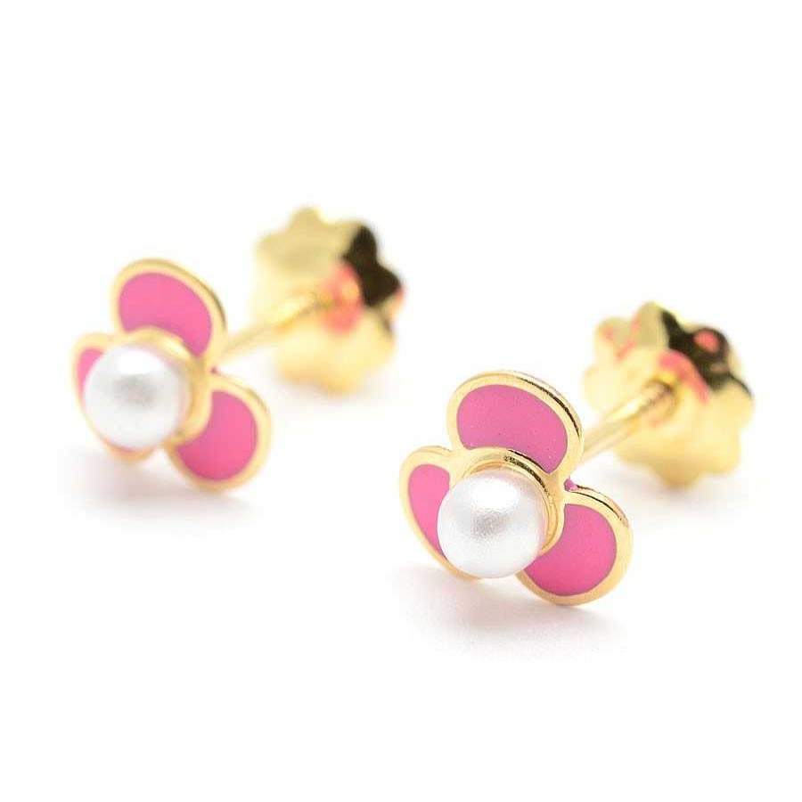 Beb Joyeria Antonio Cumplido | Pendientes Oro Perla Flor Rosa