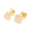 Beb Joyeria Antonio Cumplido | Pendientes Oro Beb Coraz N Rosa Circonitas