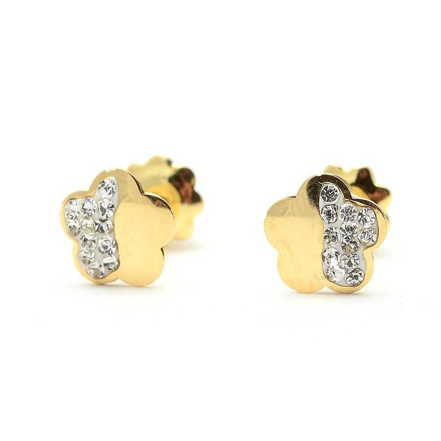 Beb Joyeria Antonio Cumplido | Pendientes Oro Flor Cristales