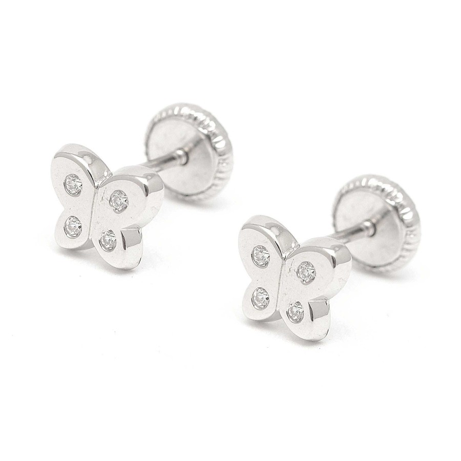 Beb Joyeria Antonio Cumplido | Pendientes Oro Blanco Mariposa Circonitas