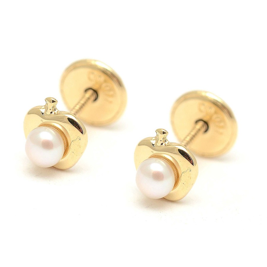 Beb Joyeria Antonio Cumplido | Pendientes Oro Manzana Perla