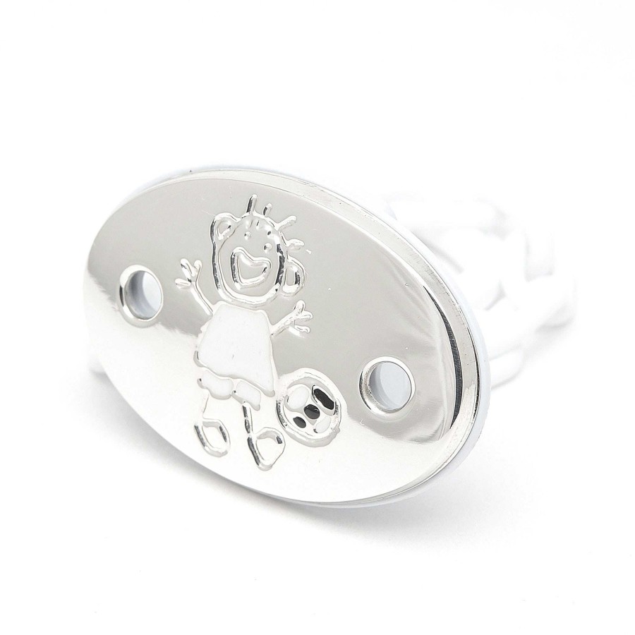 Beb Joyeria Antonio Cumplido | Pinza Chupete Plata F Tbol Equipaje Blanco