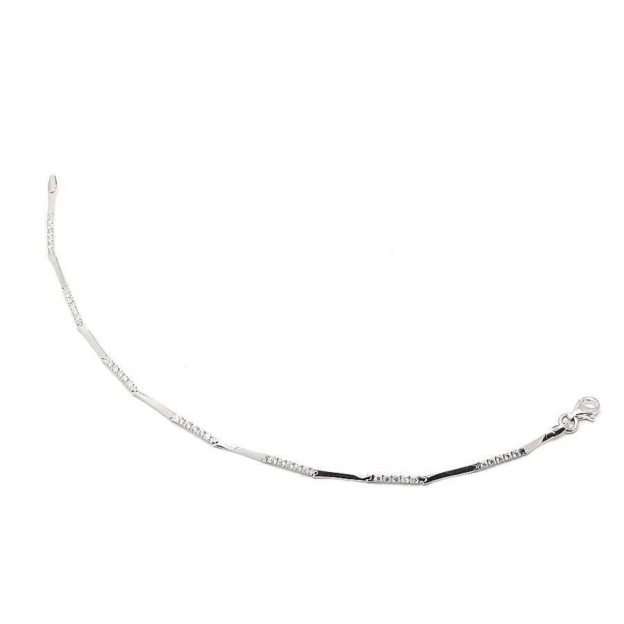 Comuniones Joyeria Antonio Cumplido Pulseras | Pulsera Oro Blanco Barritas Circonitas