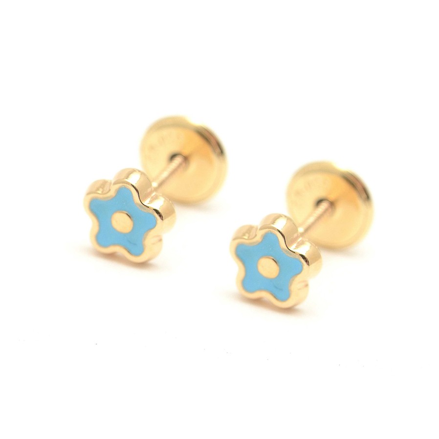 Beb Joyeria Antonio Cumplido | Pendientes Oro Beb Flor Azul