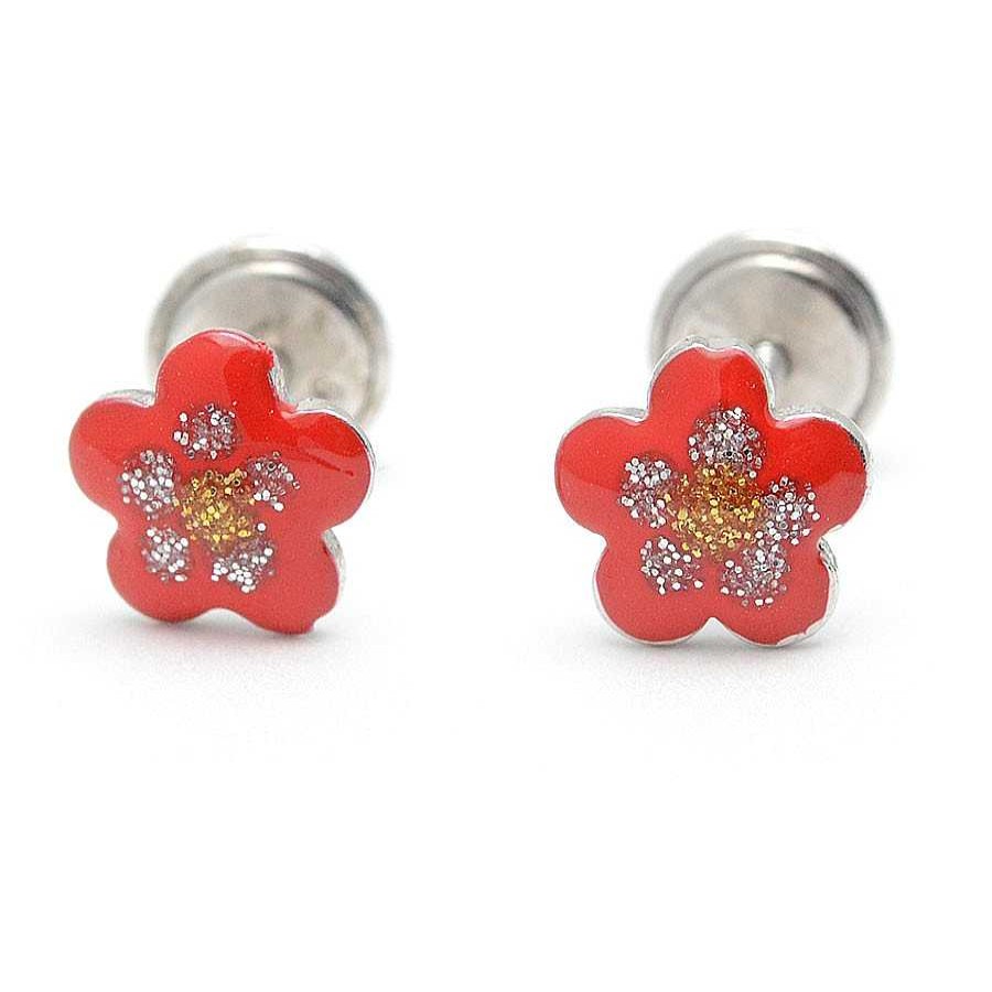 Beb Joyeria Antonio Cumplido | Pendientes Plata Flor Roja