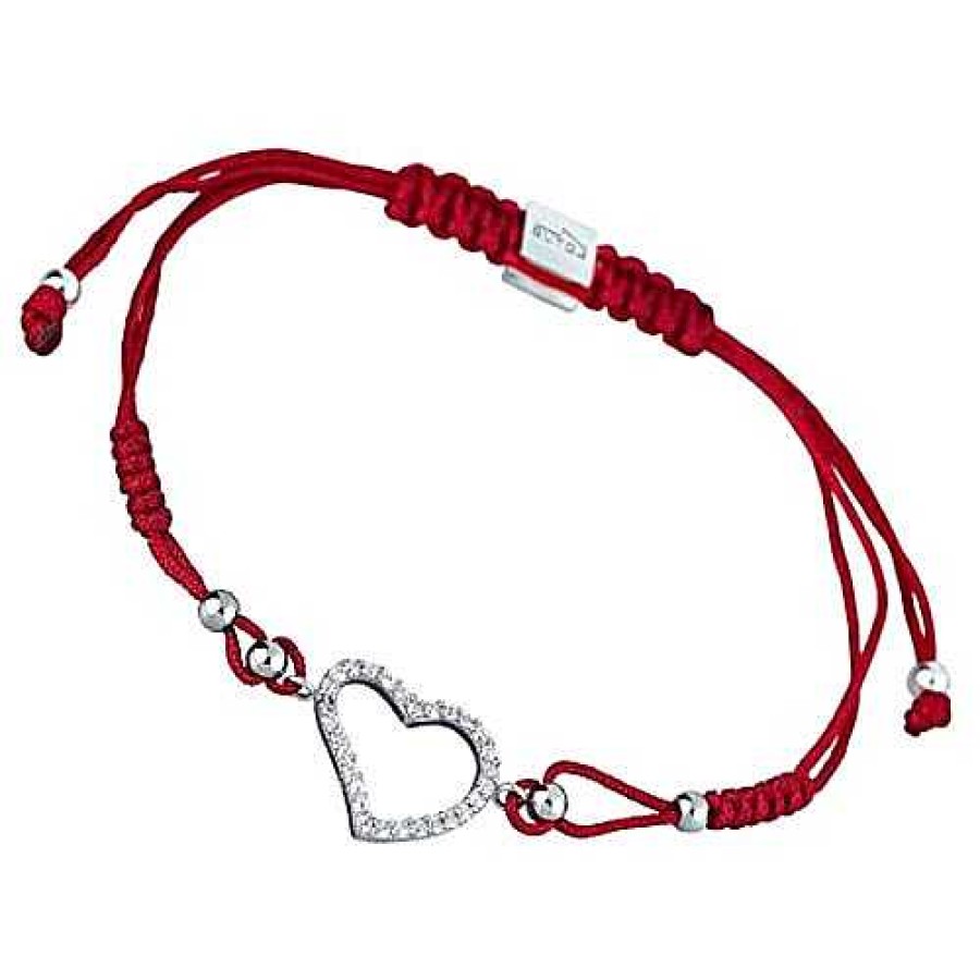 Pulseras Joyeria Antonio Cumplido | Pulsera Plata Lotus Cord N Rojo Coraz N Circonitas