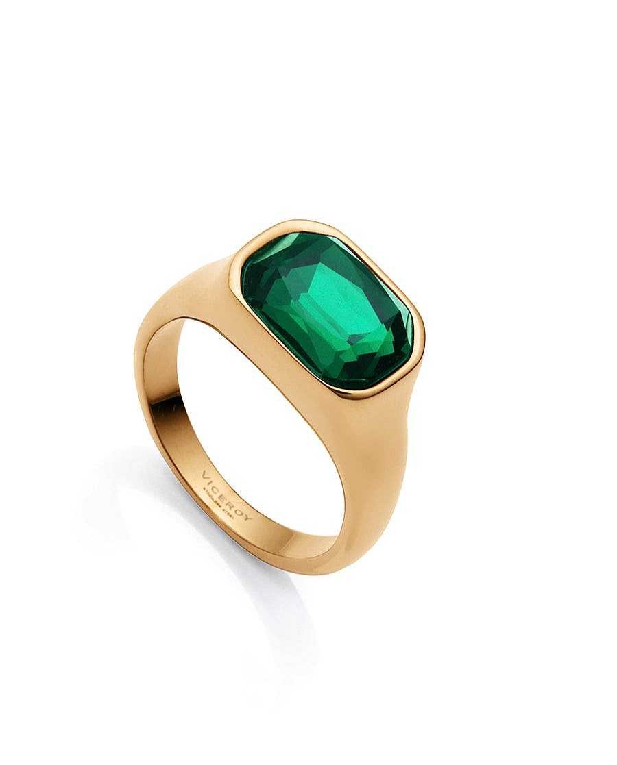 Viceroy Joyeria Antonio Cumplido | Anillo Viceroy Dorado Cristal Verde