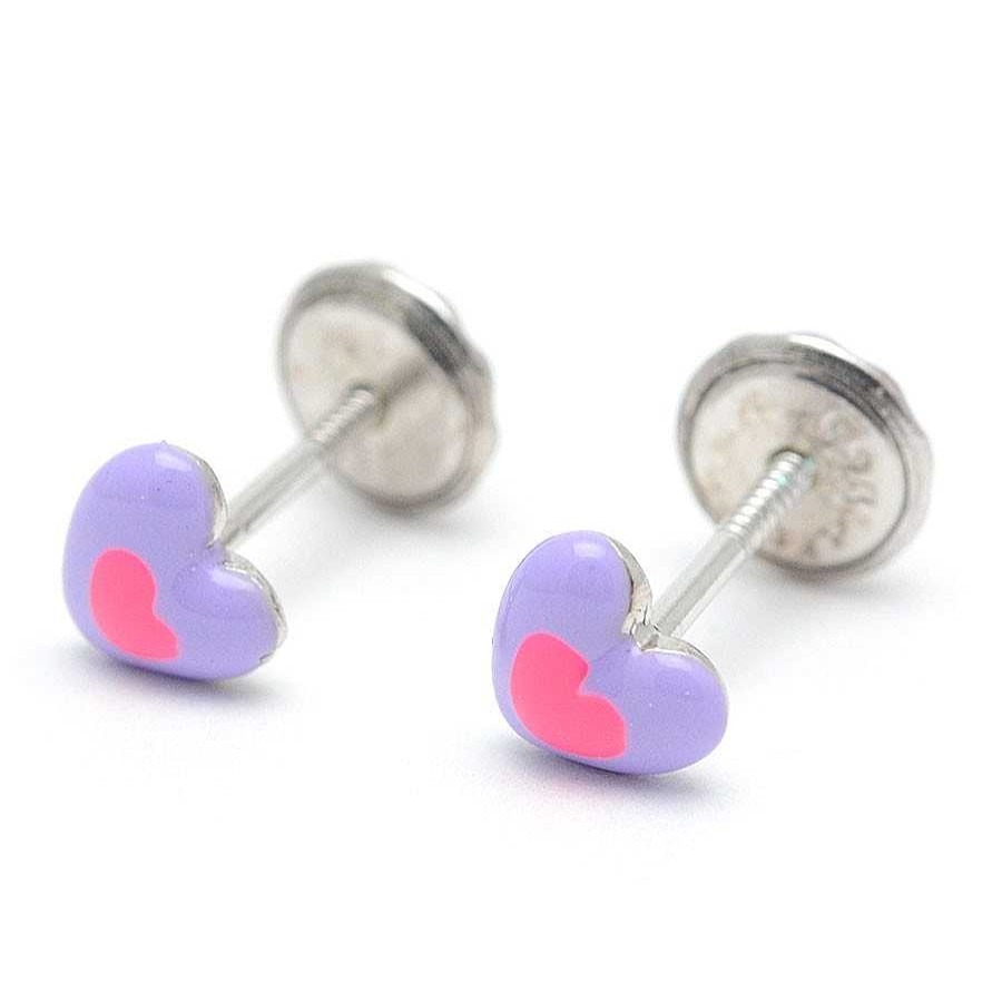 Beb Joyeria Antonio Cumplido | Pendientes Plata Coraz N Lila