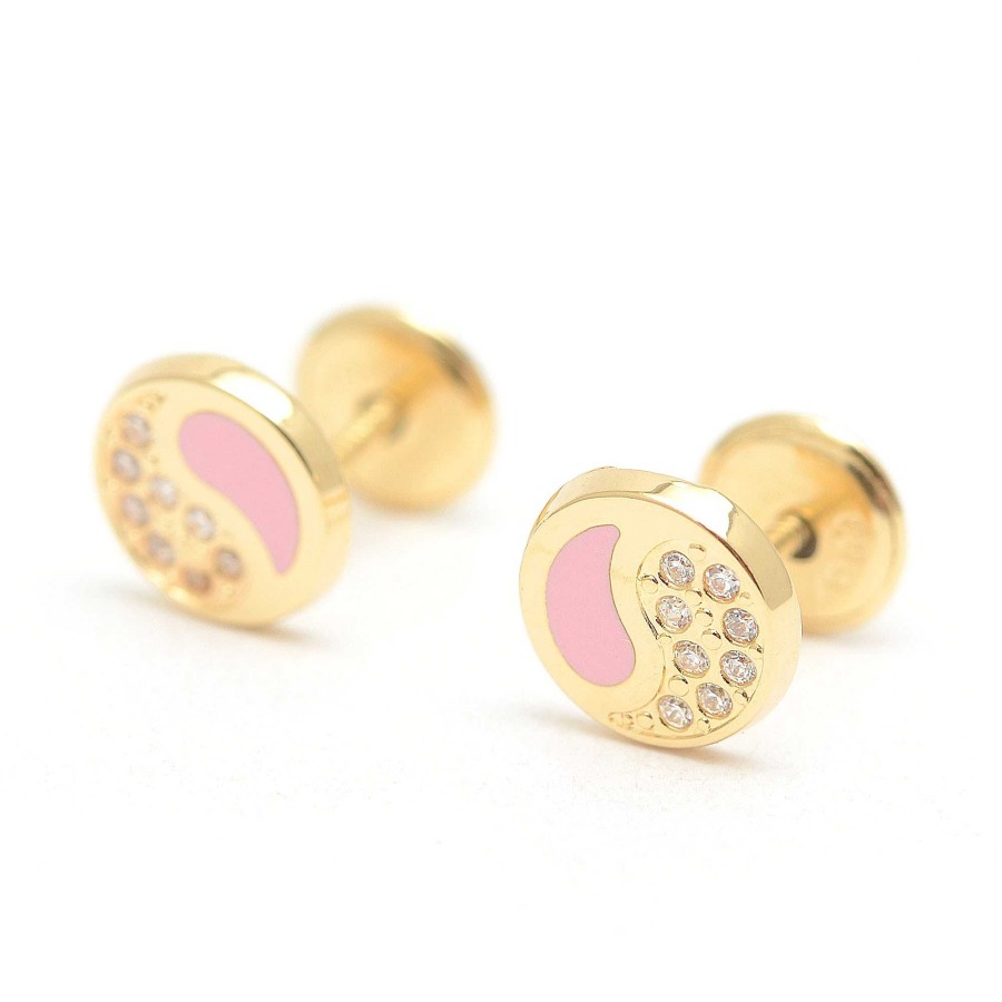 Beb Joyeria Antonio Cumplido | Pendientes Oro Beb C Rculo Rosa Circonitas