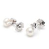 Beb Joyeria Antonio Cumplido | Pendientes Oro Blanco Diamantes Perla Flor