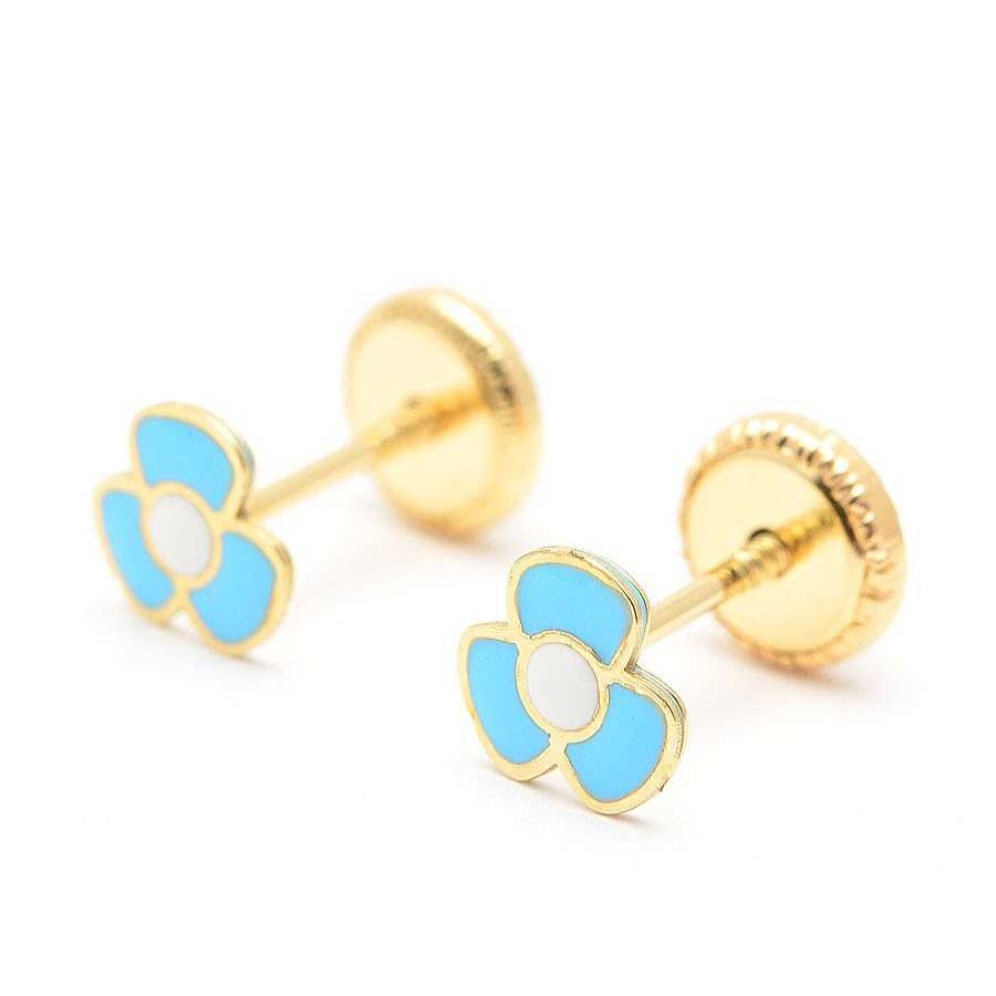 Beb Joyeria Antonio Cumplido | Pendientes Oro Flor Azul