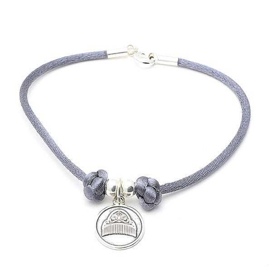 Fallas Joyeria Antonio Cumplido | Pulsera Peineta Plata Cordon Gris