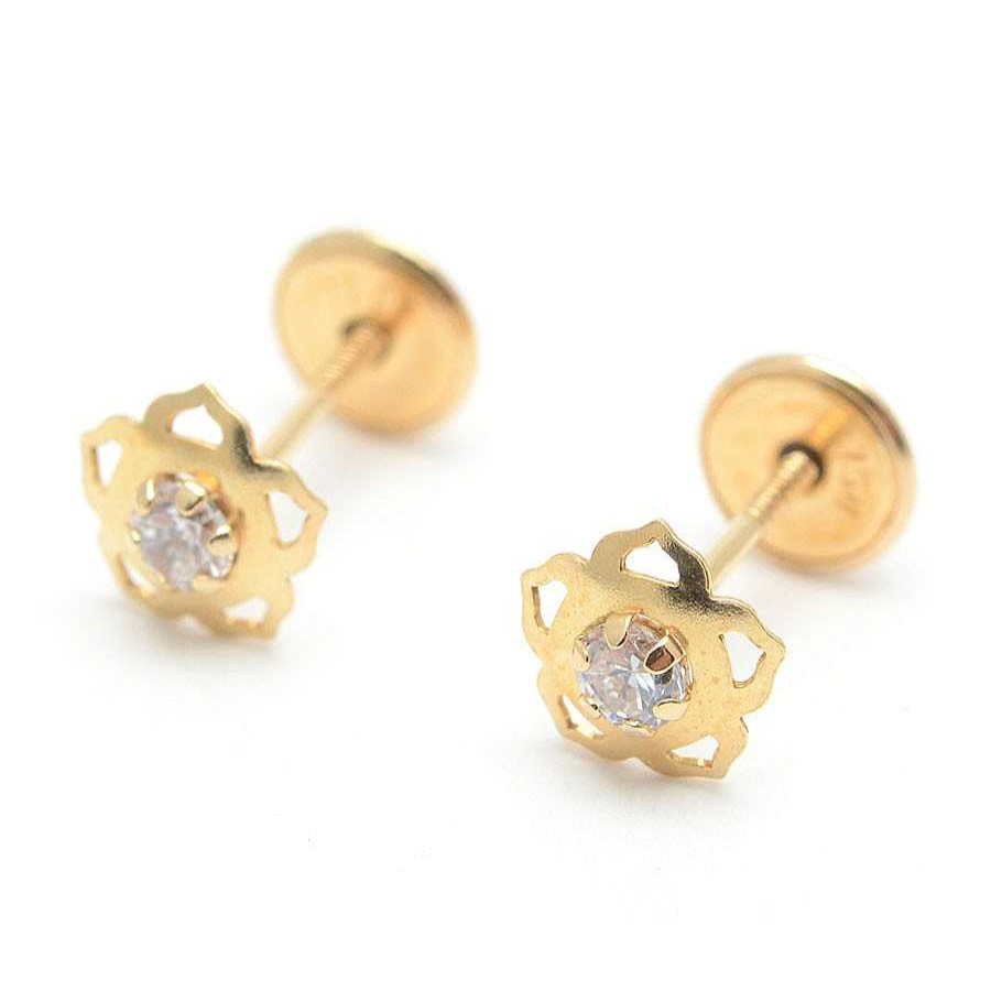 Beb Joyeria Antonio Cumplido | Pendientes Oro Flor Circonita