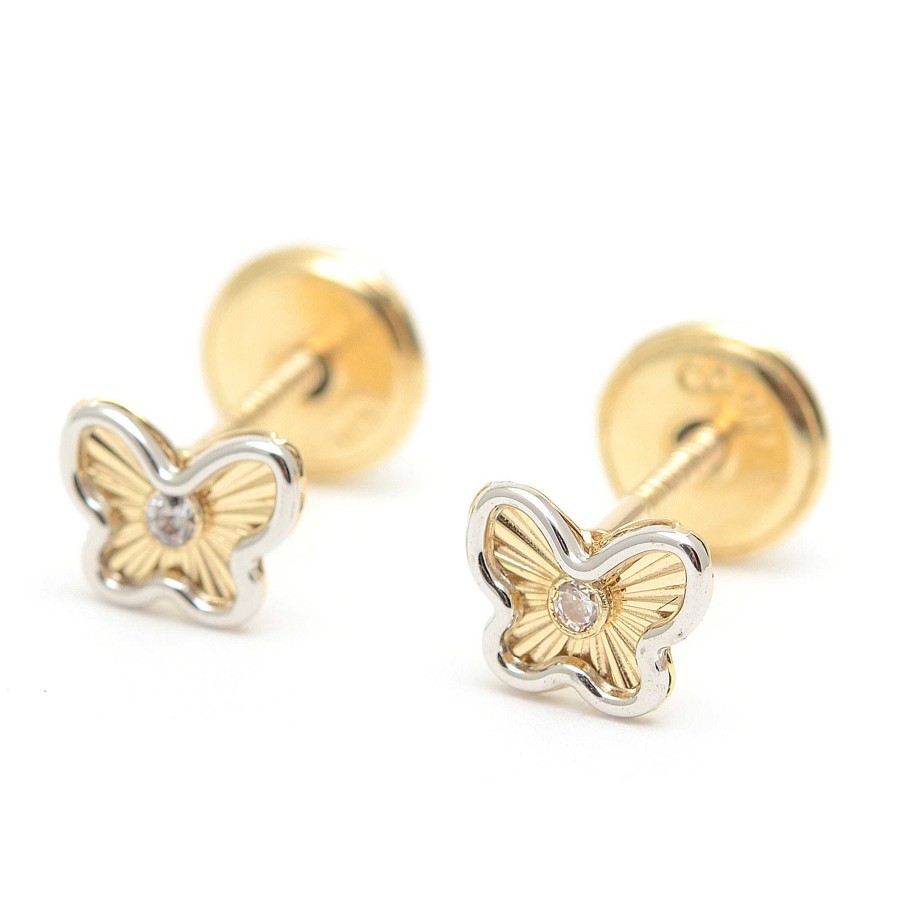 Beb Joyeria Antonio Cumplido | Pendientes Oro Beb Mariposa Bicolor Circonita