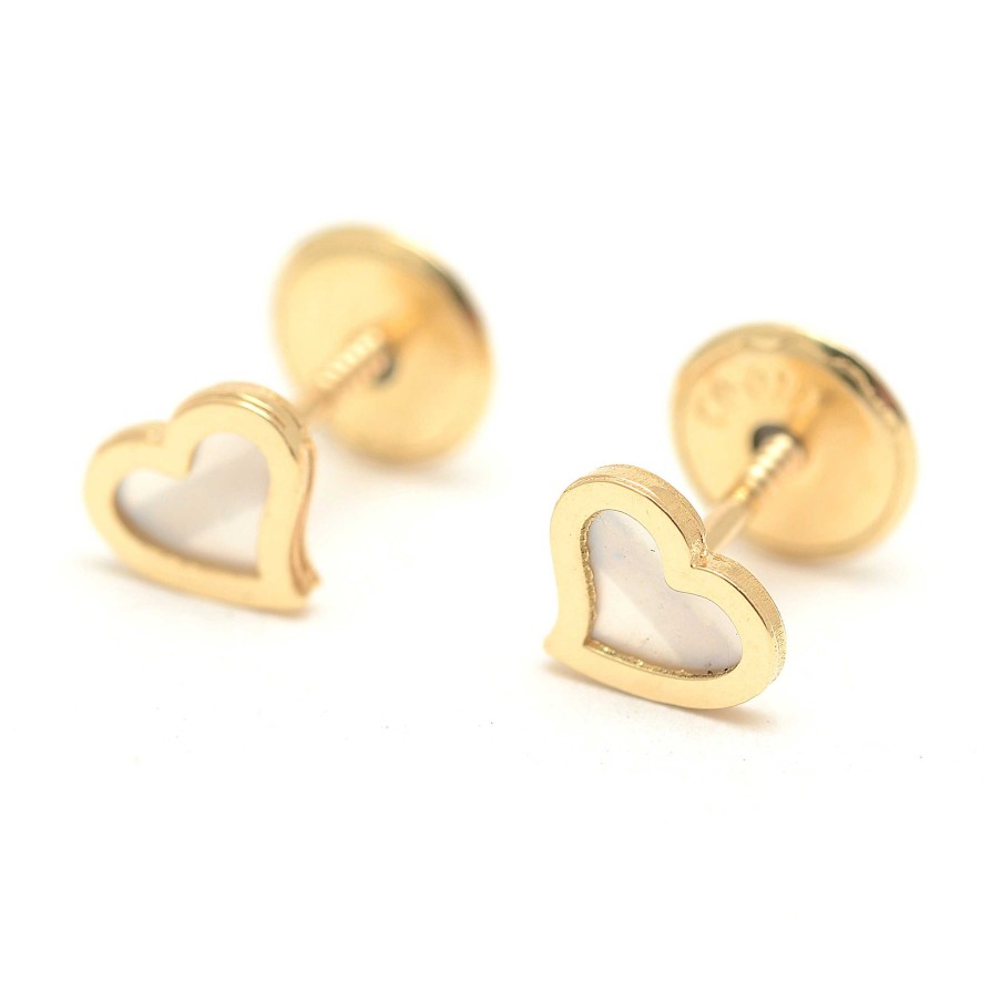 Beb Joyeria Antonio Cumplido | Pendientes Oro Beb Corazones N Car Blanco