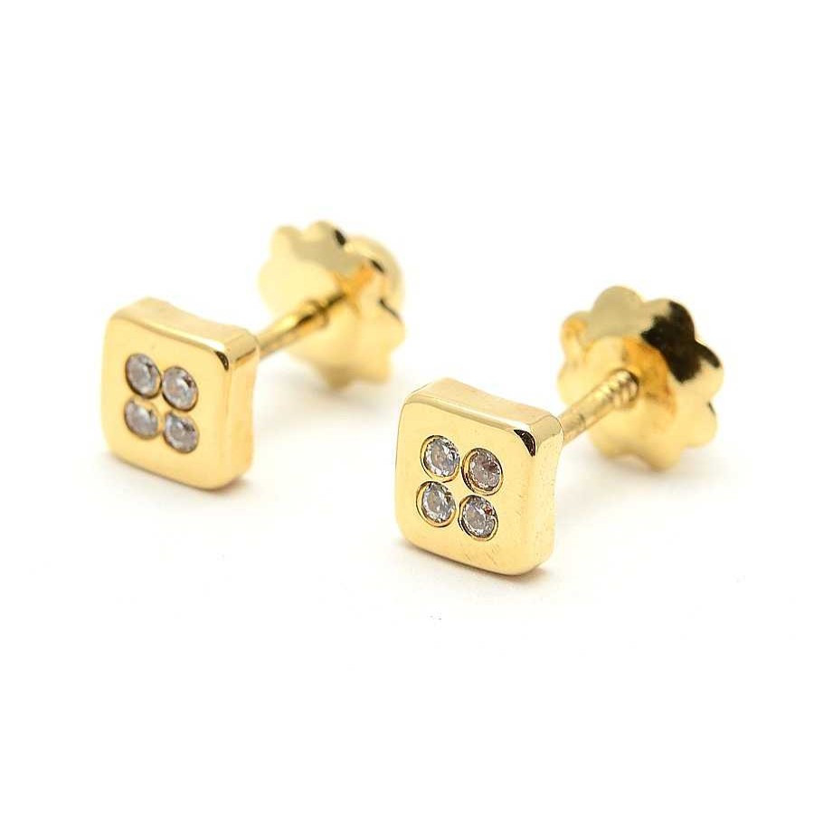 Beb Joyeria Antonio Cumplido | Pendientes Oro Cuadrado Circonitas