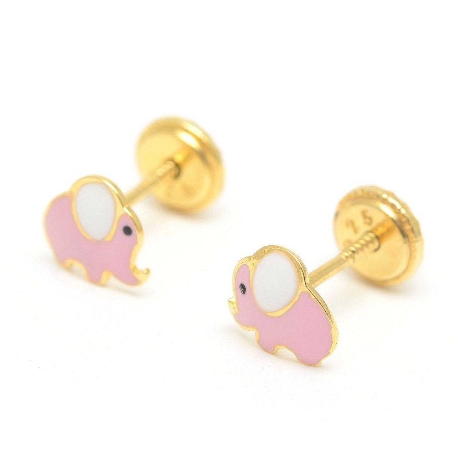 Beb Joyeria Antonio Cumplido | Pendientes Dorados Rosca Elefante Rosa