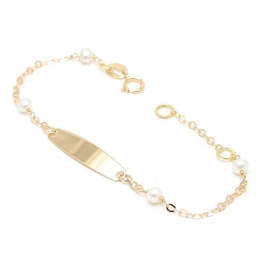 Beb Joyeria Antonio Cumplido | Pulsera Oro Beb Placa Perlas