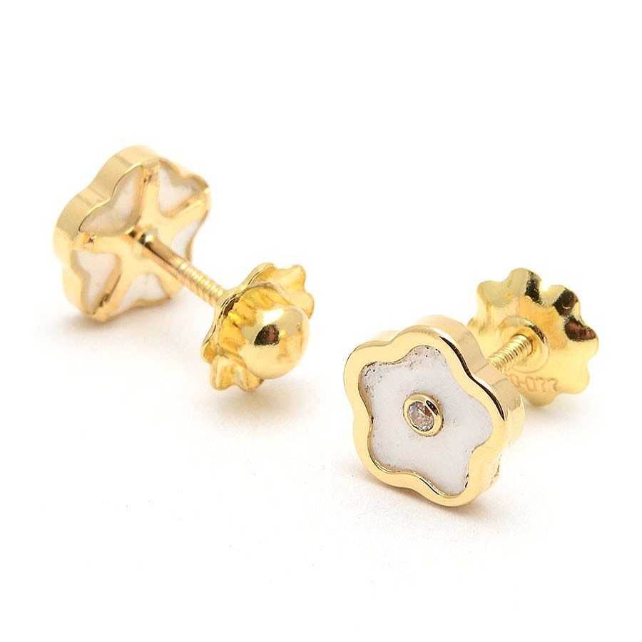 Beb Joyeria Antonio Cumplido | Pendientes Oro Flor Blanca N Car