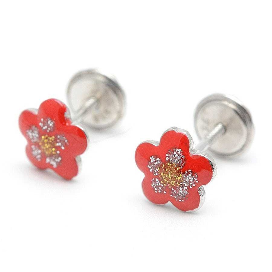 Beb Joyeria Antonio Cumplido | Pendientes Plata Flor Roja