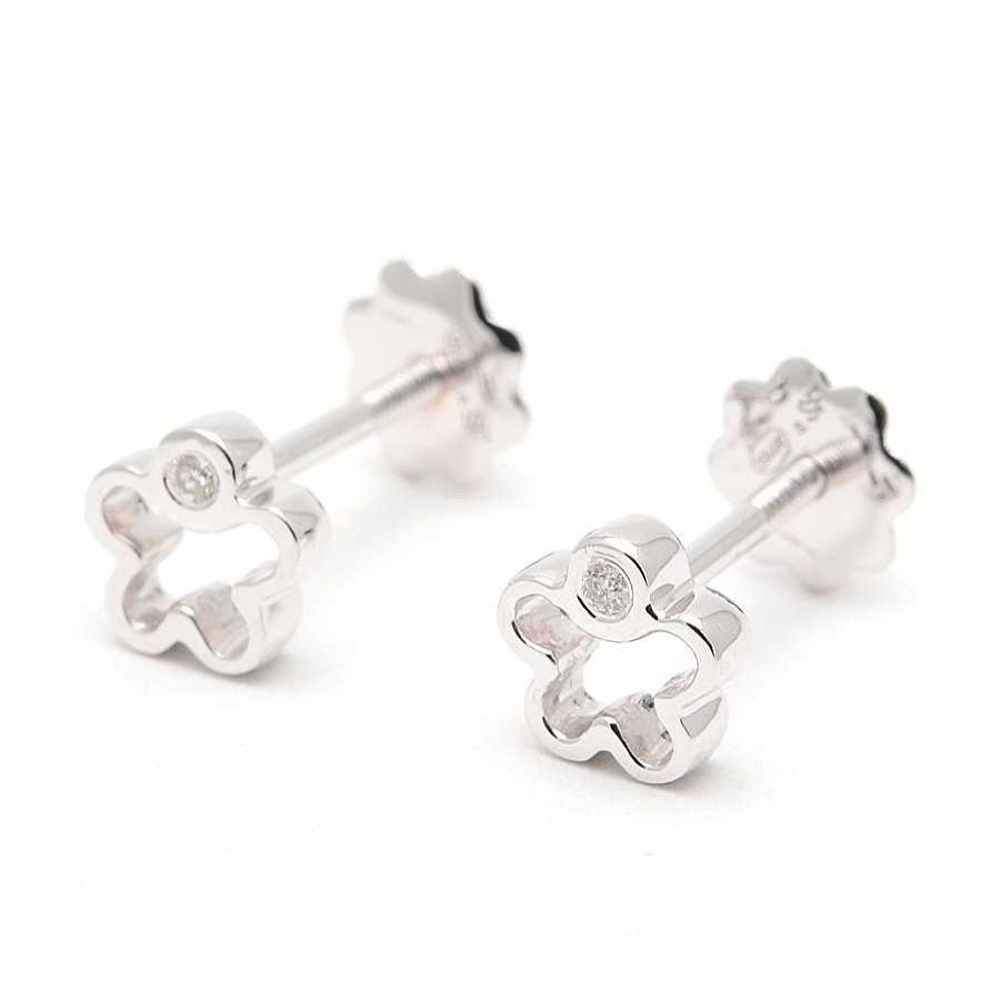 Beb Joyeria Antonio Cumplido | Pendientes Diamantes Oro Blanco Flor