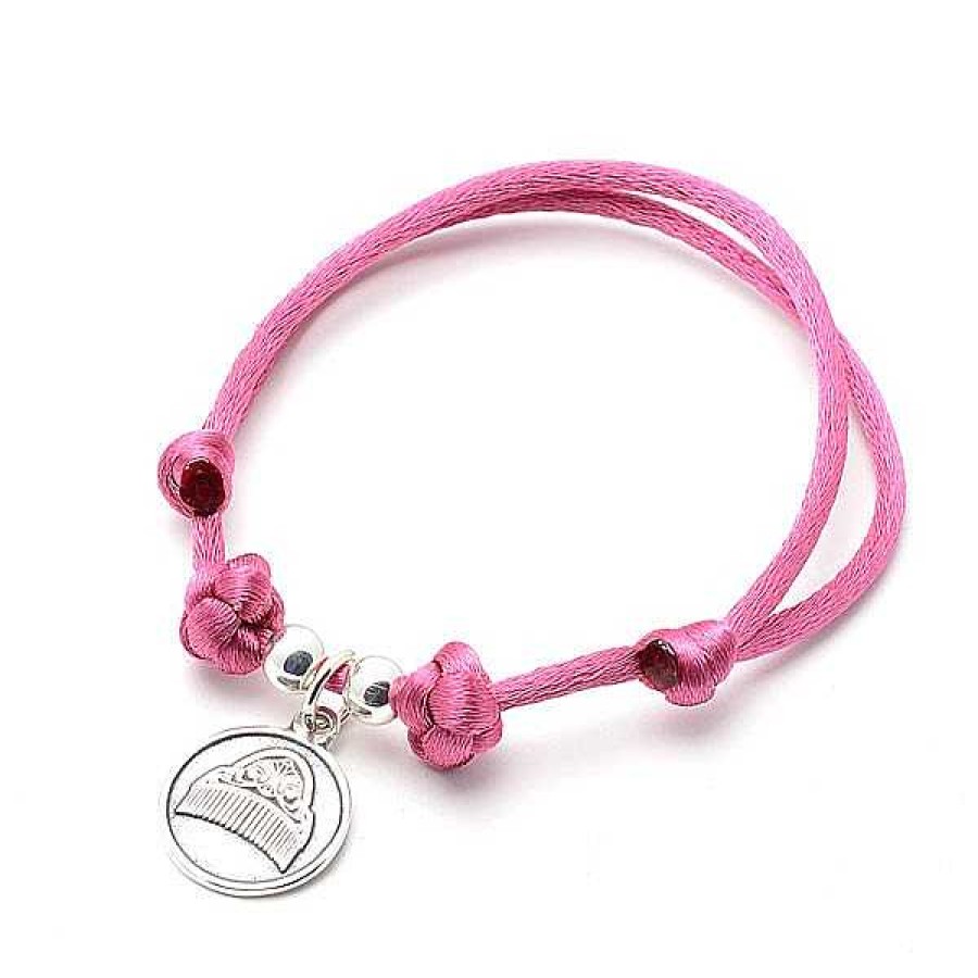 Fallas Joyeria Antonio Cumplido | Pulsera Peineta Plata Cordon Fucsia