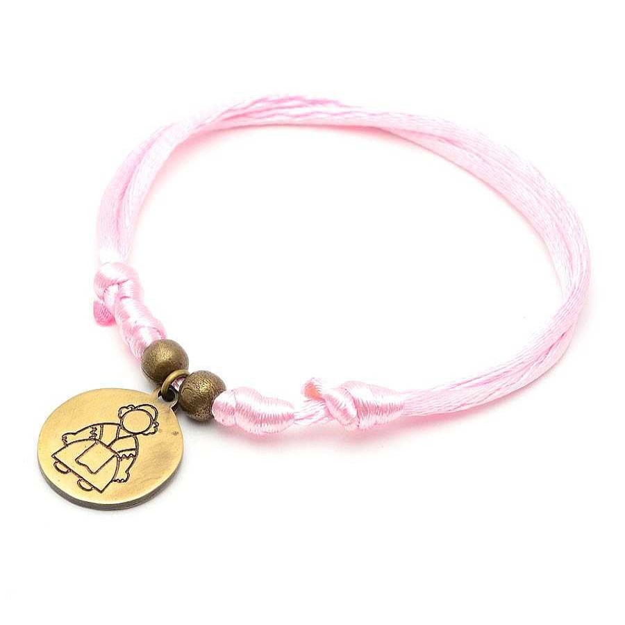 Pulseras Joyeria Antonio Cumplido | Pulsera Plata Dorada Fallera Cord N Rosa